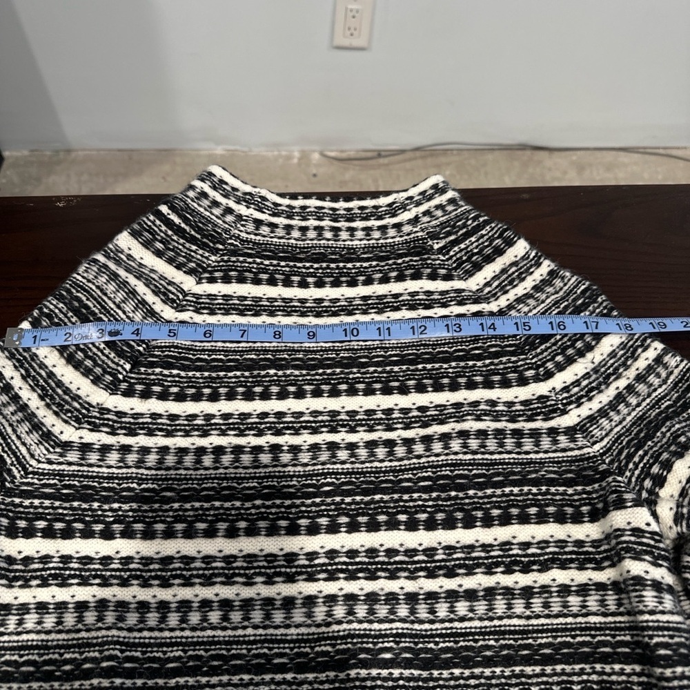 Talbots Black White Striped Mock Neck Sweater Women’s Size M Cozy Winter Knit - Picture 4 of 7